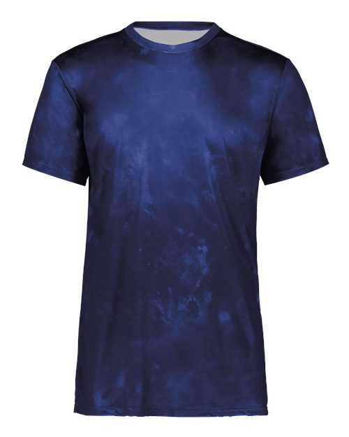 Holloway Youth Cotton-Touch Cloud T-Shirt — Navy Cloud Print — Front