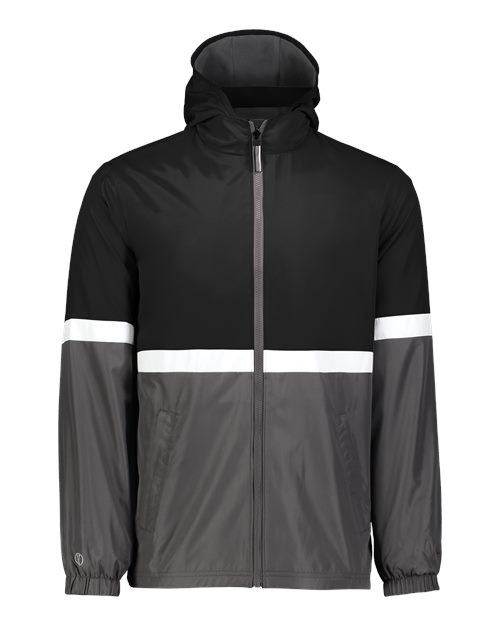Holloway Men's Turnabout Reversible Hooded Jacket — Black/ Carbon — Front