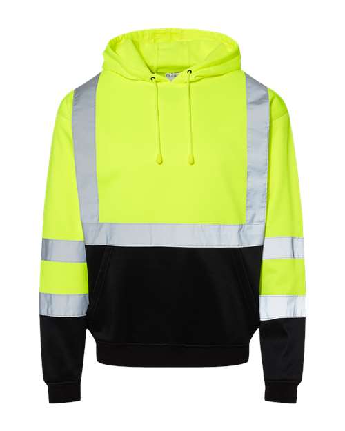 Kishigo Unisex Hi-Vis Hooded Sweatshirt — Lime — Front