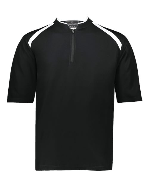 Holloway Men's Clubhouse Short Sleeve Quarter-Zip Pullover — Black/ White — Front