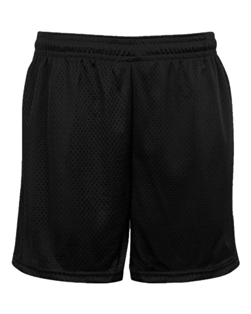 Badger Youth Tricot 4" Mesh Shorts — Black — Front