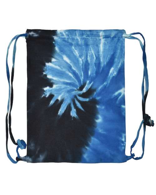 Colortone Tie-Dyed Drawstring Bag — Blue Ocean — Front