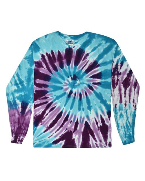 Colortone Youth Tie-Dyed Long Sleeve T-Shirt — Barbados — Front