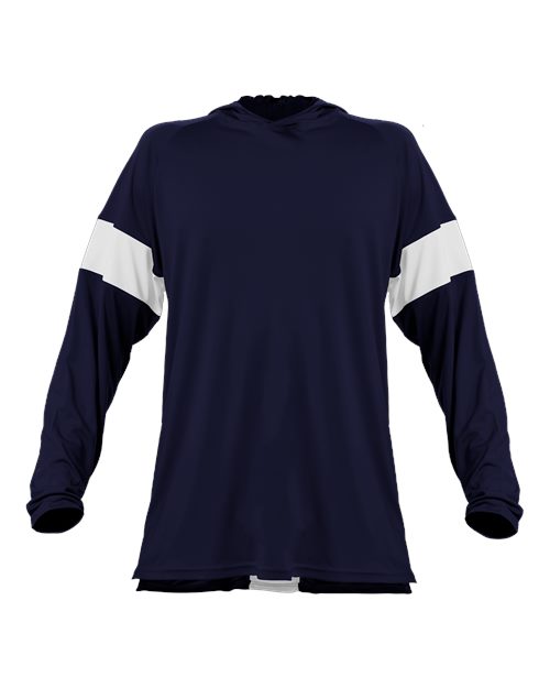 Alleson Athletic Unisex Contender Hooded Long Sleeve T-Shirt — Navy/ White — Front