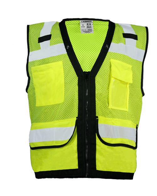 Kishigo Unisex Economy Surveyors Vest — Lime — Front
