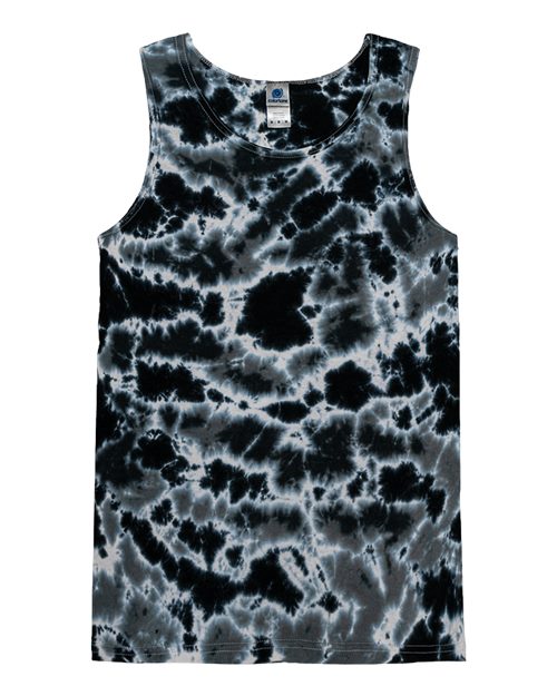 Colortone Unisex Tie-Dyed Tank Top — Multi Black — Front
