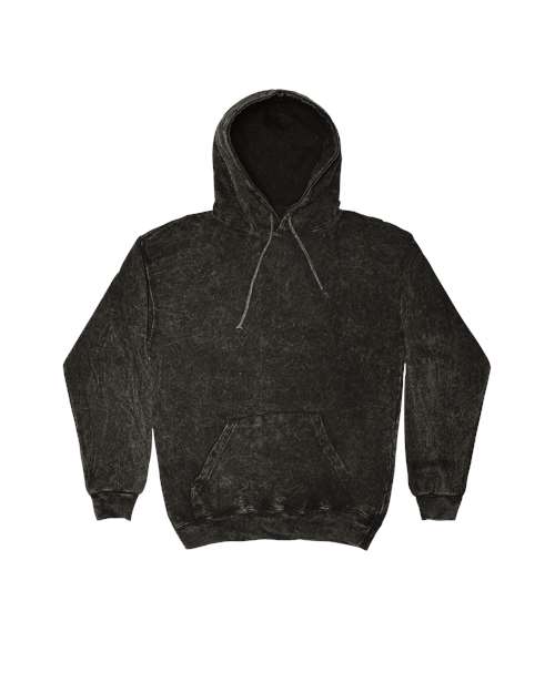 Colortone Unisex Mineral Wash Hooded Sweatshirt — Black — Front