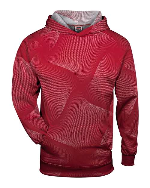 Badger Youth Warp Hooded Sweatshirt — Red — Front