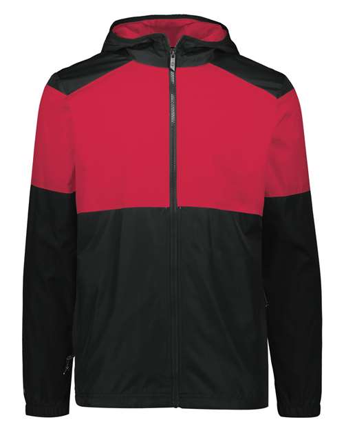 Holloway Men's SeriesX Hooded Jacket — Black/ Scarlet — Front