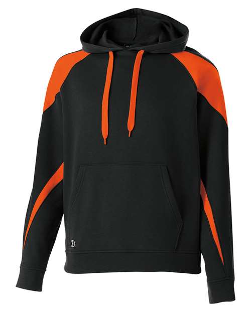 Holloway Youth Prospect Athletic Fleece Hooded Sweatshirt — Black/ Orange — Front