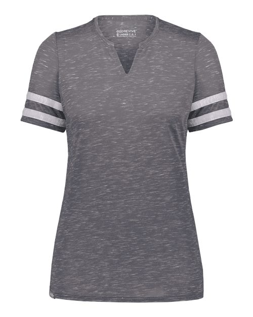 Holloway Women's Eco Revive™ Monterey V-Neck T-Shirt — Carbon Heather/ Athletic Heather — Front