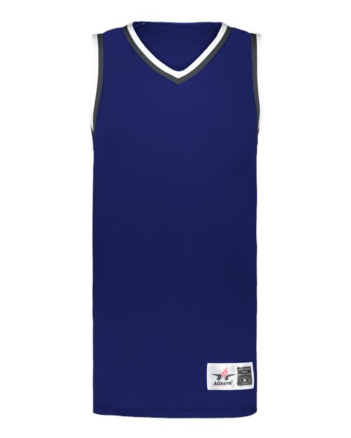 Alleson Athletic Men's Retro Basketball Jersey — Navy/ Graphite/ White — Front