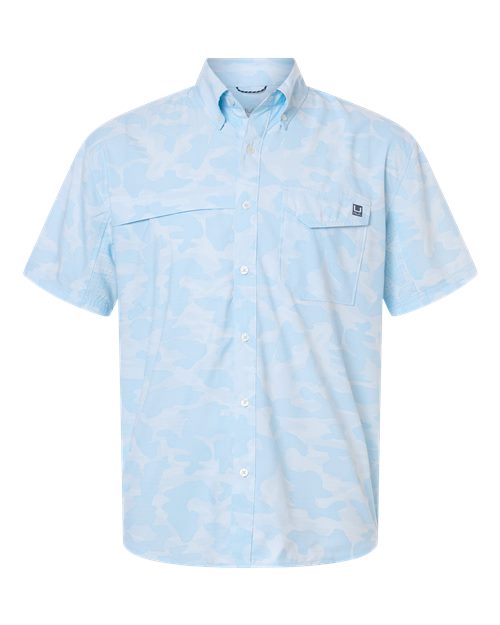HUK Men's Tidepoint Printed Short Sleeve Shirt — Coastal Drift — Front