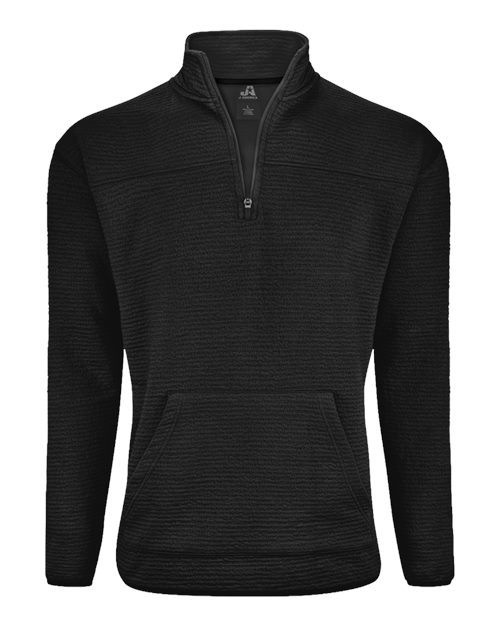J. America Unisex Pebble Fleece Quarter-Zip Pullover — Black — Front