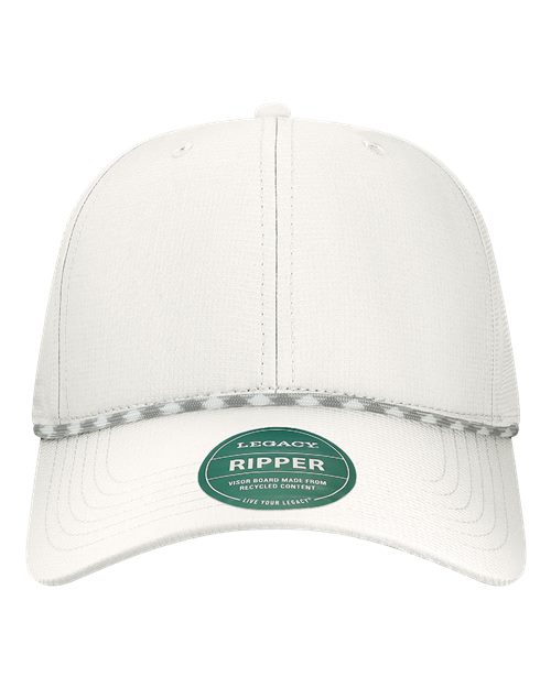 LEGACY Six-Panel Ripstop Rope Cap — White-Neutral/ Grey — Front
