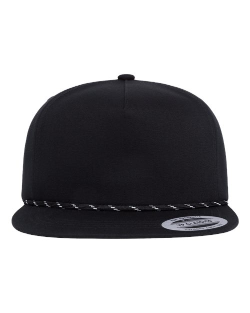 YP Classics Lightly Structured Five-Panel Rope Cap — Black — Front