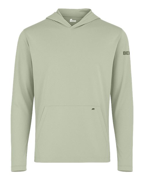Berne Apparel Men's UPF Hooded Long Sleeve T-Shirt — Heathered Sea Grass — Front