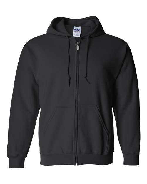 Gildan Unisex Heavy Blend™ Full-Zip Hooded Sweatshirt — Black — Front