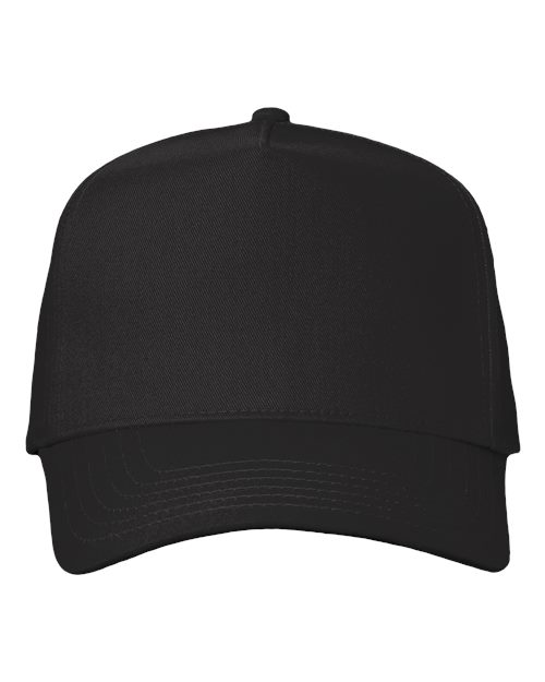 Valucap Five-Panel Twill Cap — Black — Front