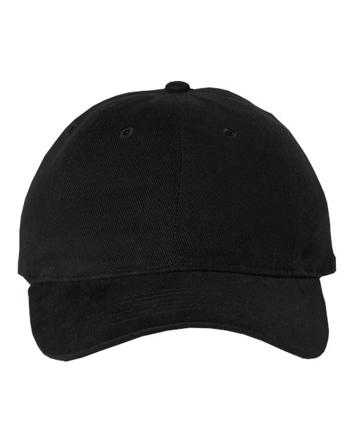 Valucap Heavy Brushed Twill Unstructured Cap — Black — Front