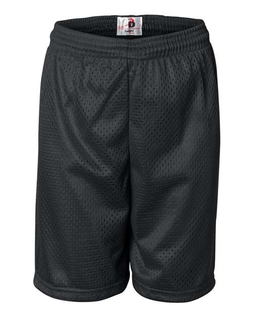 Badger Youth Pro Mesh 6" Shorts — Black — Front
