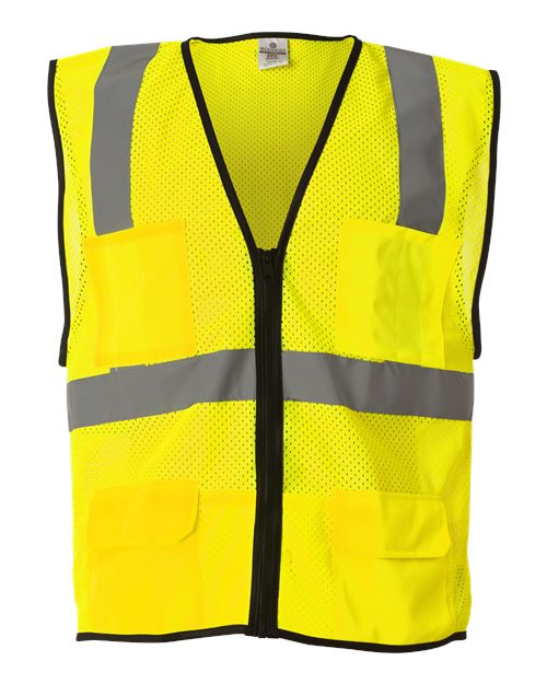 Kishigo Unisex Economy Mesh 6-Pocket Vest — Lime — Front