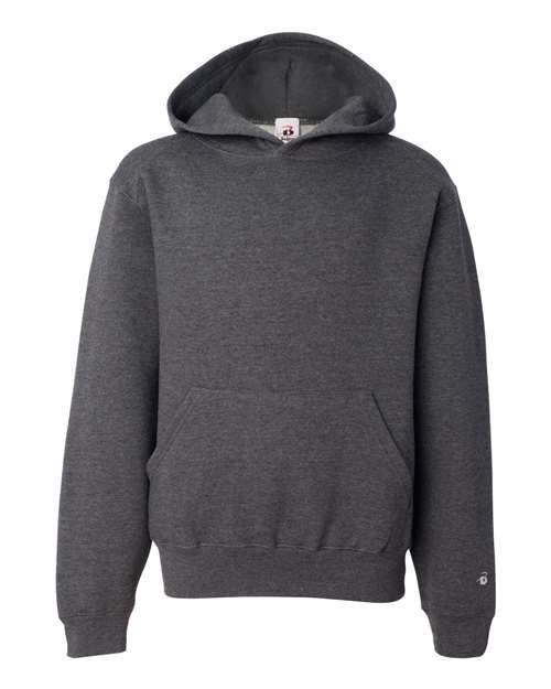 Badger Youth Hooded Sweatshirt — Charcoal — Front