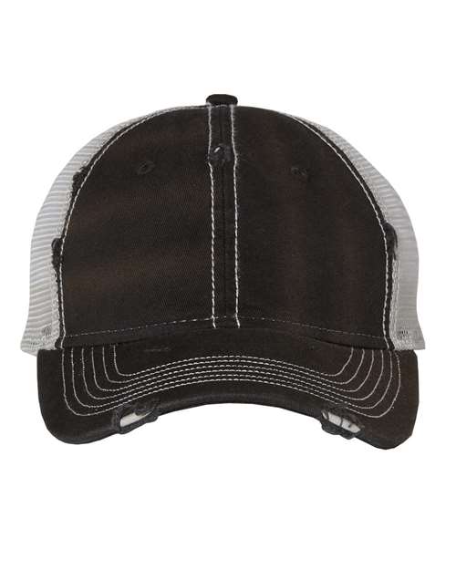 Valucap Bounty Dirty-Washed Mesh-Back Cap — Black/ Silver — Front