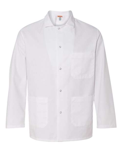 Chef Designs Gripper Front Short Butcher Coat — White — Front