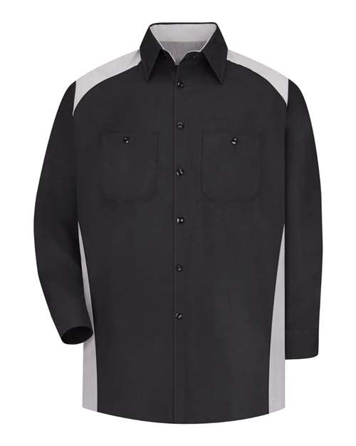 Red Kap Men's Motorsports Shirt — Black/ Silver — Front