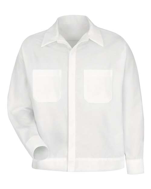 Red Kap Men's Button-Front Shirt Jacket — White — Front