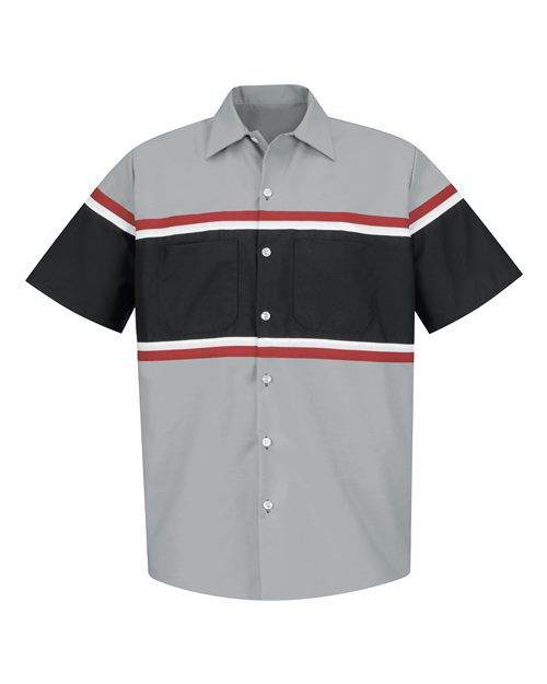 Red Kap Men's Technician Shirt — Grey/ Black/ Red — Front