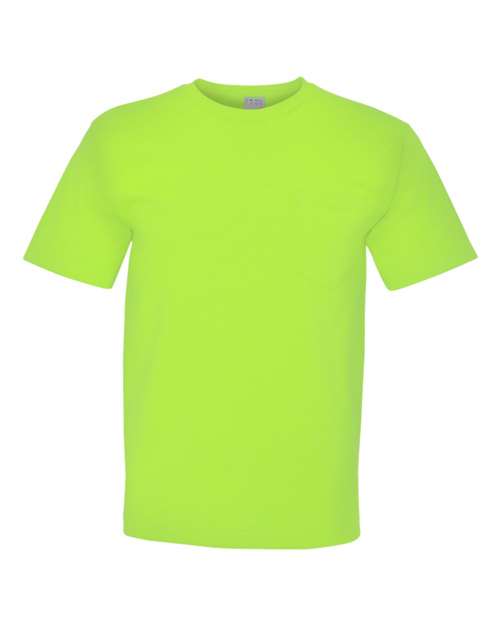 Bayside Unisex USA-Made Midweight Pocket T-Shirt — Lime Green — Front