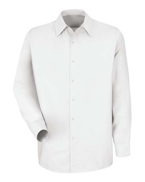 Red Kap Men's Specialized Pocketless Poplin Long Sleeve Work Shirt — White — Front
