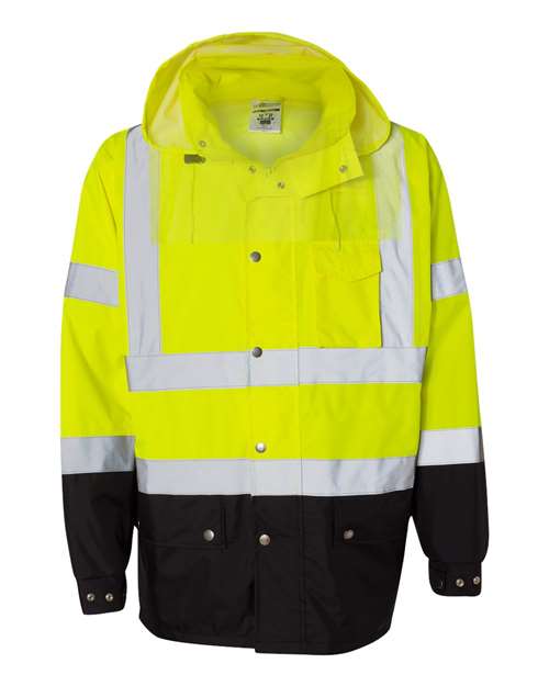 Kishigo Unisex Storm Cover Waterproof Rain Jacket — Lime — Front