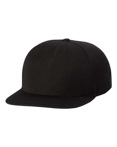 YP Classics Premium Five-Panel Snapback Cap — Black — Front