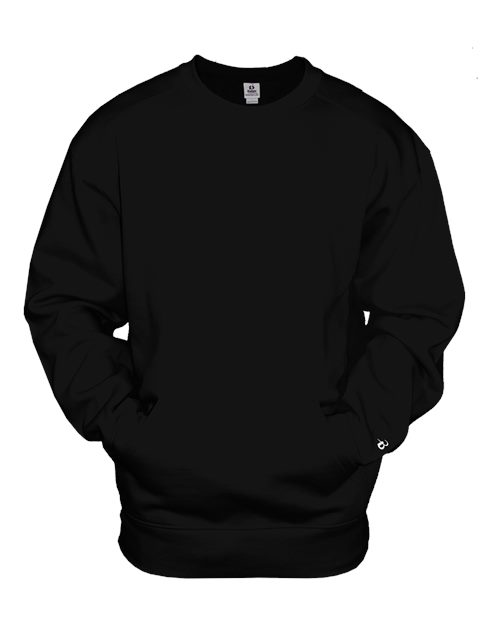 Badger Unisex Pocket Crewneck Sweatshirt — Black — Front