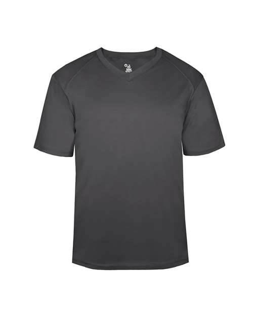Badger Youth B-Core V-Neck T-Shirt — Graphite — Front
