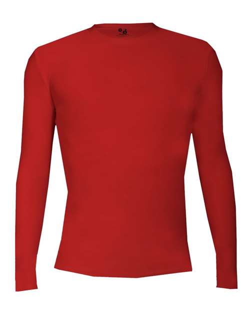 Badger Men's Pro-Compression Long Sleeve T-Shirt — Red — Front