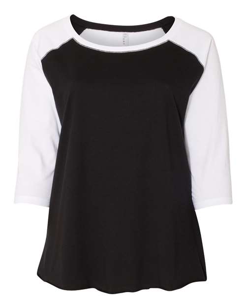 Live & Tell by LAT Women's Curvy Collection Baseball Three-Quarter Sleeve Tee