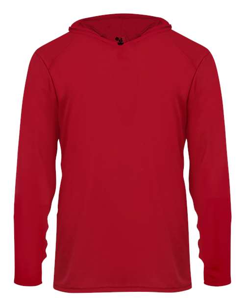 Badger Youth B-Core Hooded Long Sleeve T-Shirt — Red — Front