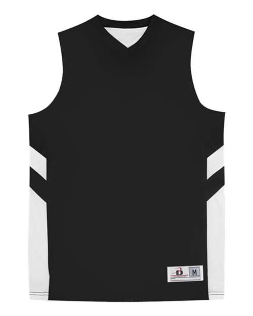 Alleson Athletic Men's B-Pivot Rev Tank Top — Black/ White — Front