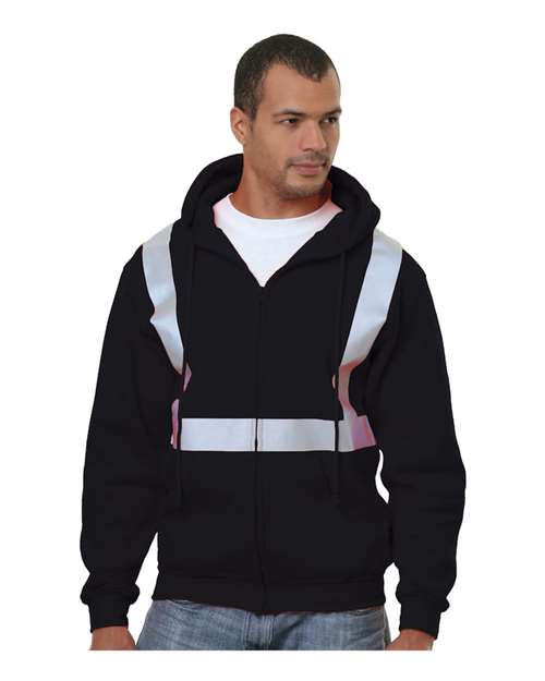 Bayside Unisex USA-Made Hi-Visibility Full-Zip Hooded Sweatshirt —
