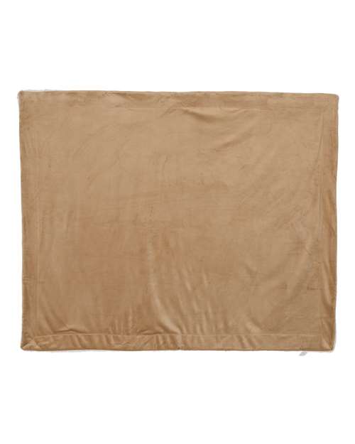 Alpine Fleece Micro Mink Sherpa Blanket — Camel — Front