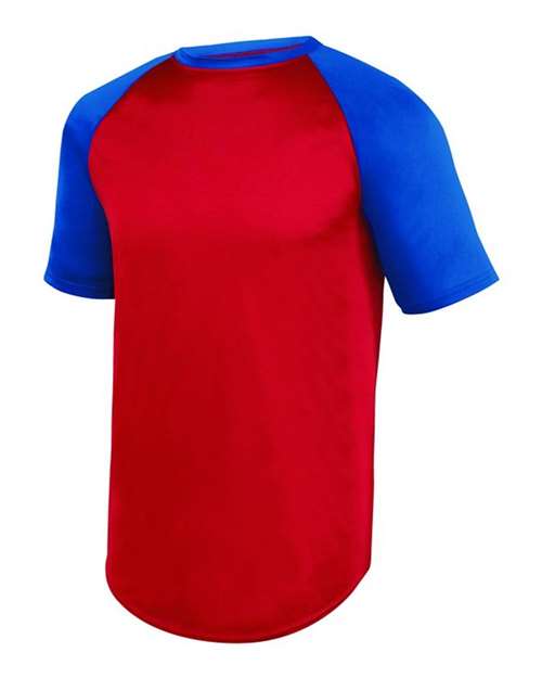 Augusta Sportswear Unisex Wicking Short Sleeve Baseball Jersey — Red/ Royal — Side