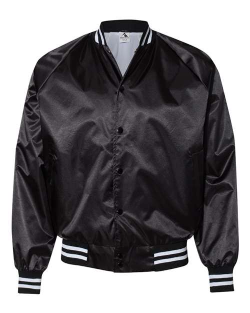Unisex Satin Baseball Jacket Striped Trim