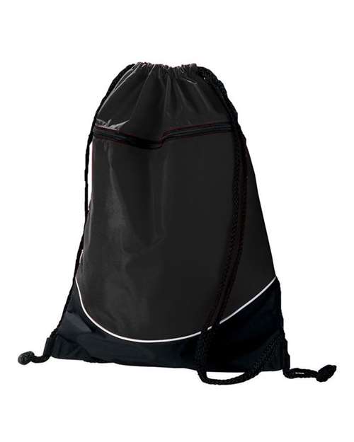 Augusta Sportswear Tri-Color Drawstring Backpack — Black/ Black/ White — Front