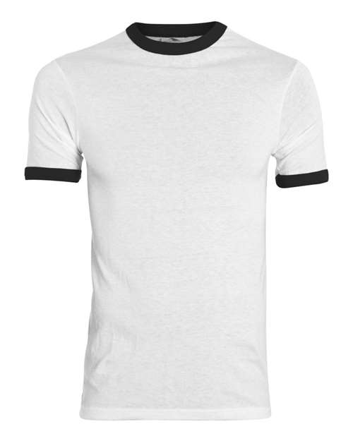Augusta Sportswear Youth Ringer T-Shirt — White/ Black — Front