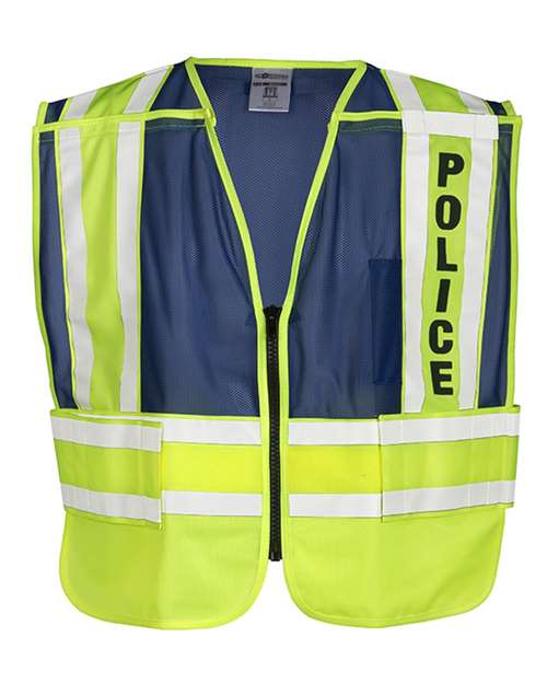 Kishigo Unisex Police Vest — Lime/ Blue — Front