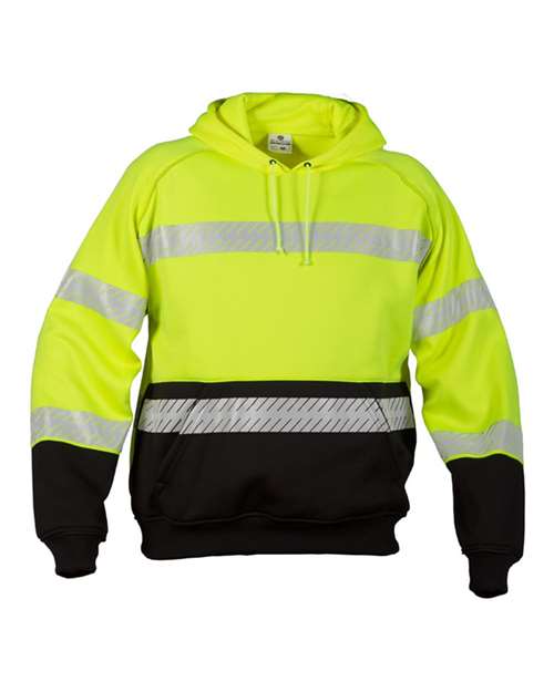 Kishigo Unisex Premium Black Series® Pull Over Hooded Sweatshirt — Lime — Front